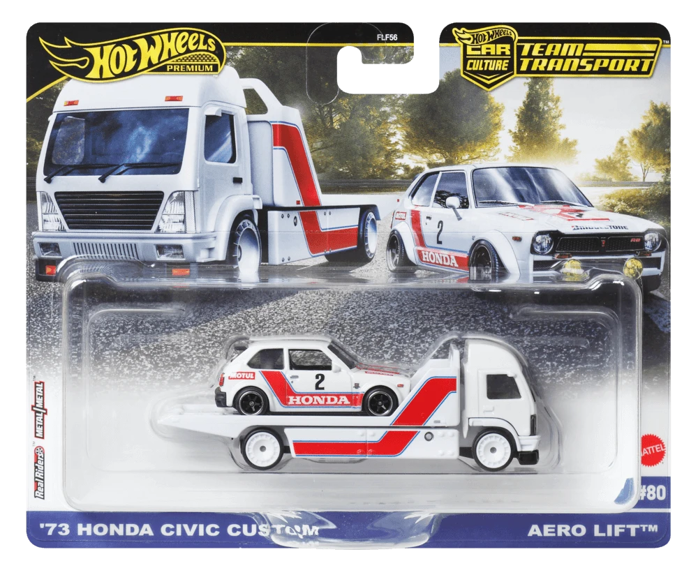 Mattel HOT WHEELS automodeliukų rinkinys – vilkikas ir lenktyninis automobilis (FLF56)