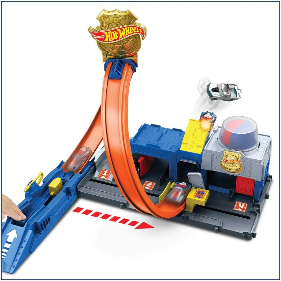 Mattel HOT WHEELS CITY rinkinys – Super policijos stotis (JBM71)