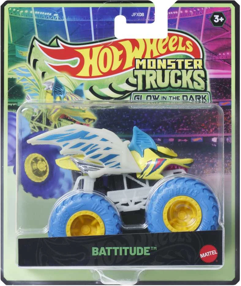Mattel HOT WHEELS MONSTER TRUCKS šviečiantis tamsoje džipas (JFX08)