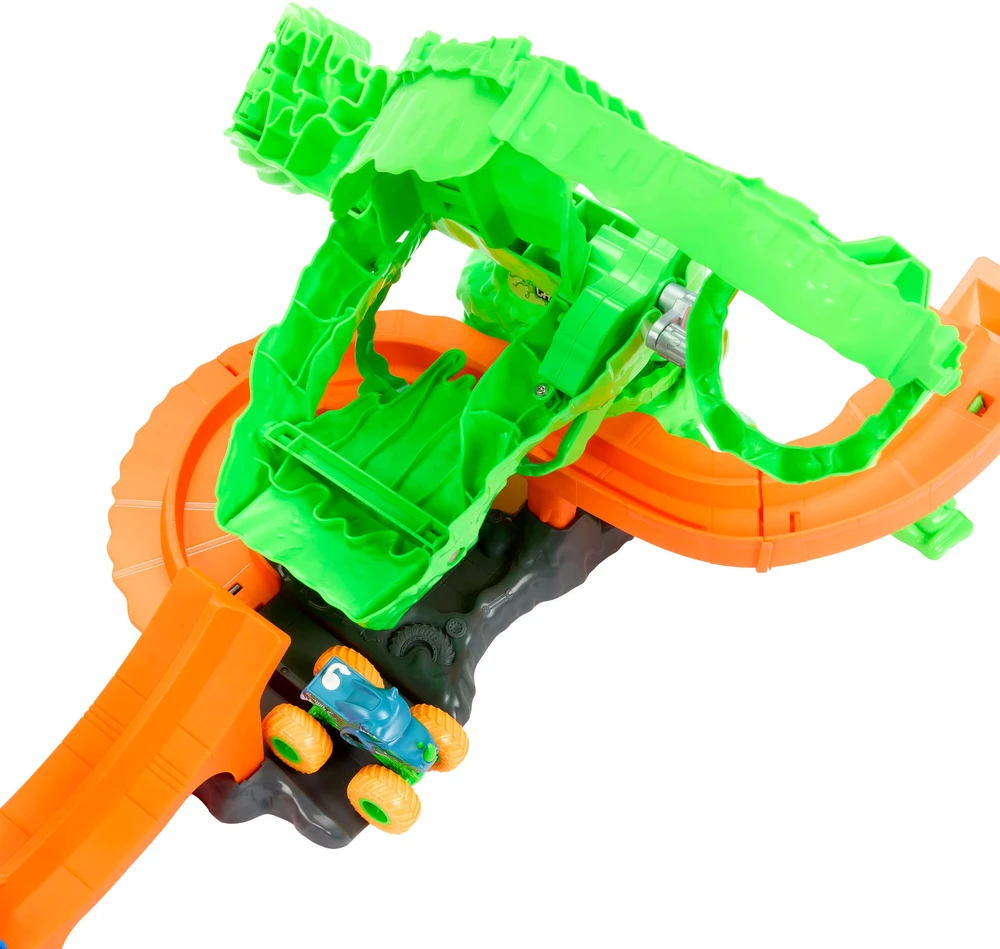 Mattel HOT WHEELS MONSTER TRUCKS MUTANT CHAOS trasa su slaimu – Monstro sunaikinimas (JMK90)