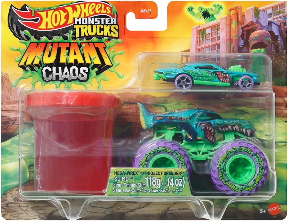 Mattel HOT WHEELS MONSTER TRUCKS MUTANT CHAOS džipas su slaimu (JMV37)