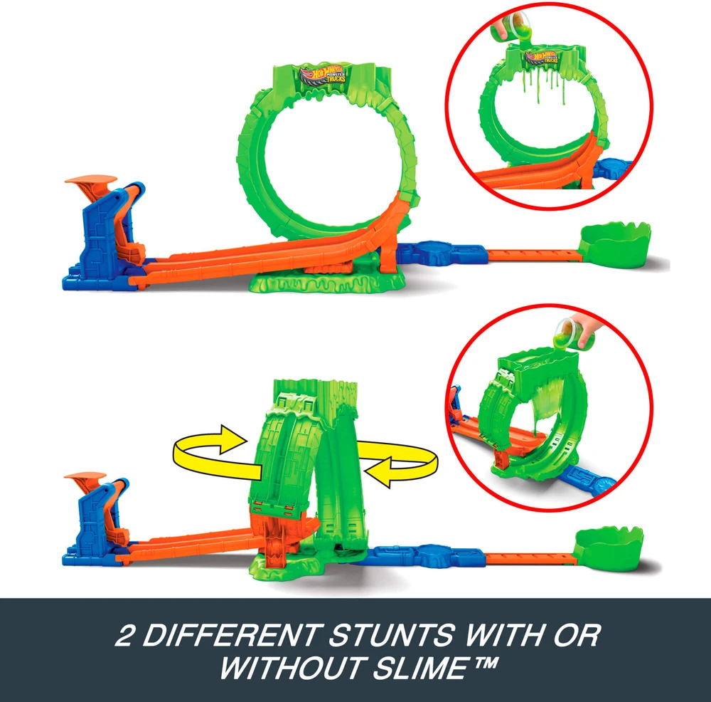 Mattel HOT WHEELS MONSTER TRUCKS MUTANT CHAOS triukų trasa su slaimu (JMK91)