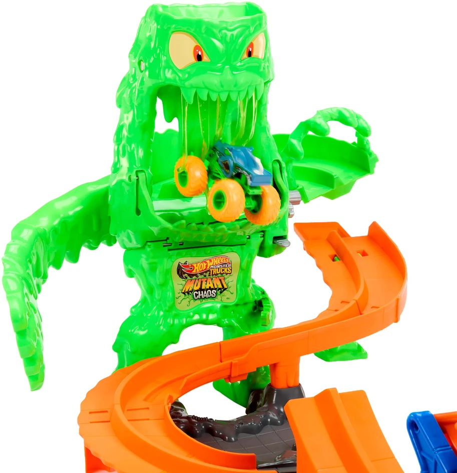 Mattel HOT WHEELS MONSTER TRUCKS MUTANT CHAOS trasa su slaimu – Monstro sunaikinimas (JMK90)