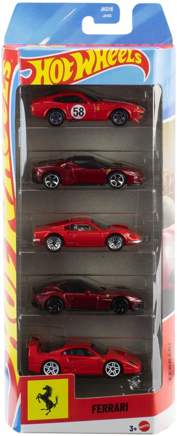 Mattel HOT WHEELS penkių Ferrari automodeliukų rinkinys (JLN12)