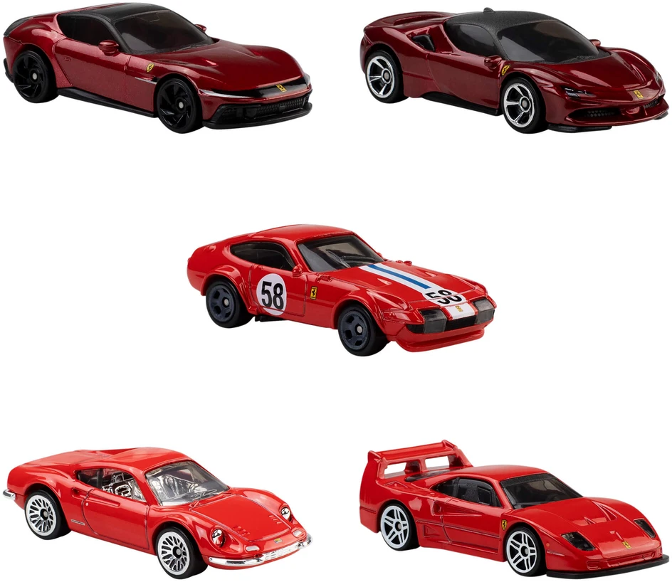 Mattel HOT WHEELS penkių Ferrari automodeliukų rinkinys (JLN12)