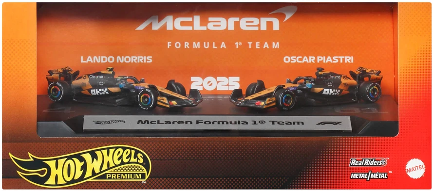 Mattel HOT WHEELS PREMIUM F1 dviejų McLaren Lando Norris ir Oscar Piastri bolidų rinkinys (JMM91)