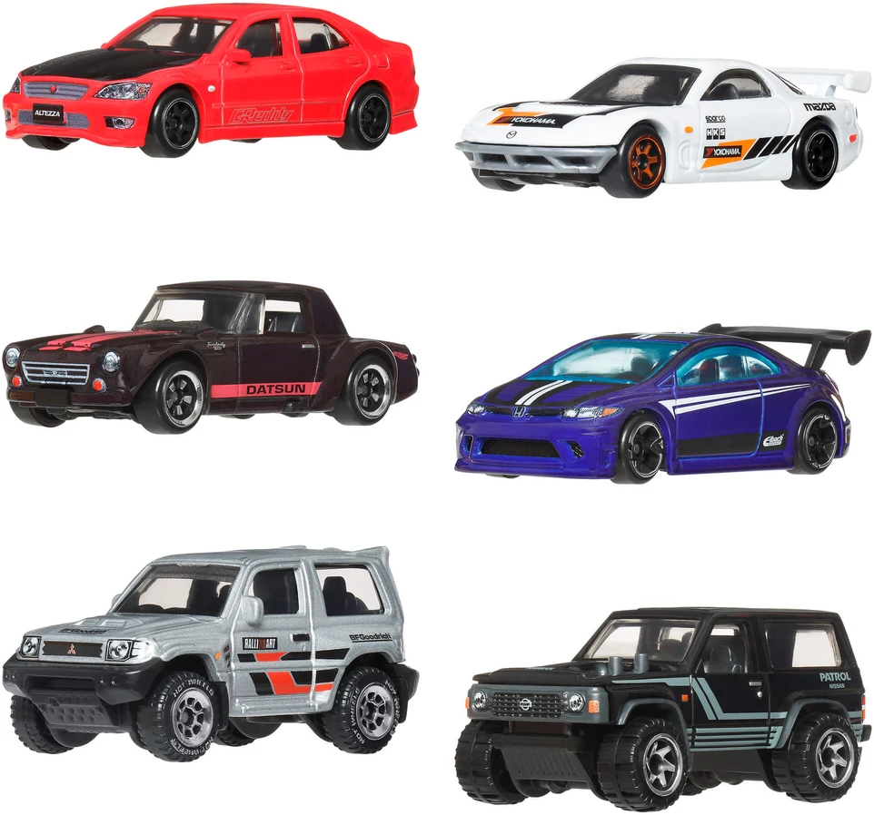 Mattel HOT WHEELS šešių japoniškų automodeliukų rinkinys (JLB23)