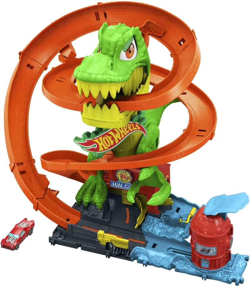 Mattel HOT WHEELS CITY rinkinys – Dinozauras gaisrinėje (JBM73)