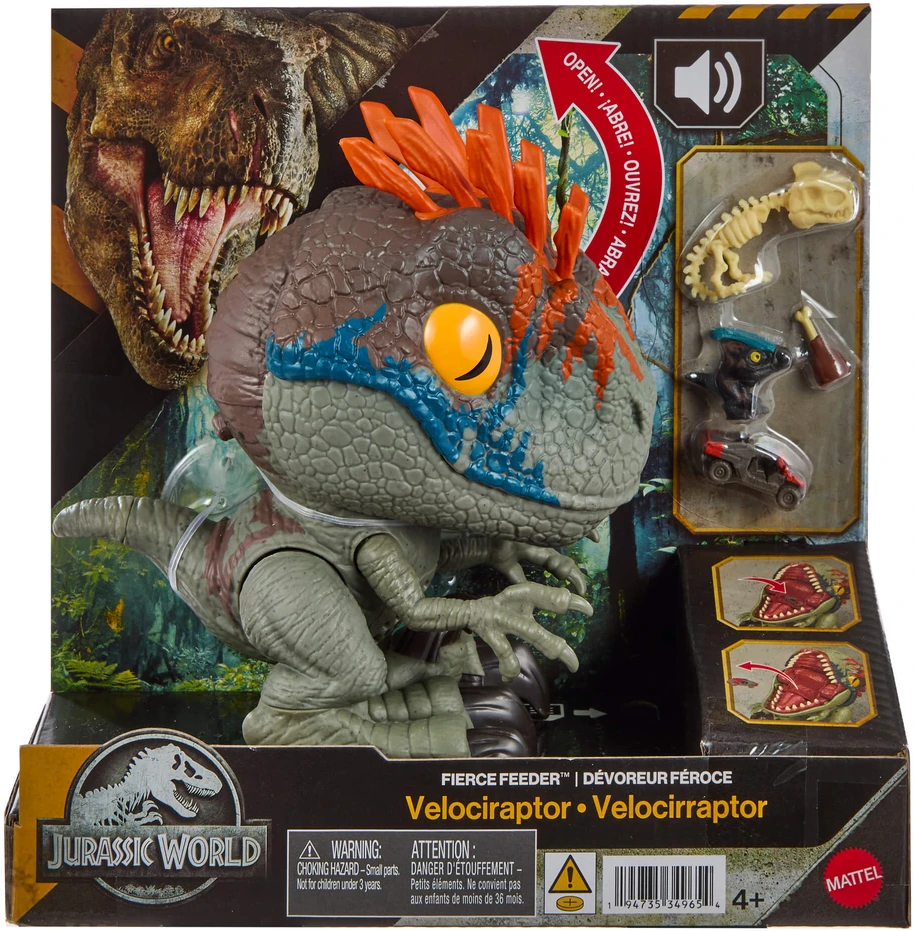 Mattel JURASSIC WORLD FIERCE FEEDER interaktyvus dinozauras Velociraptor (JKG86)