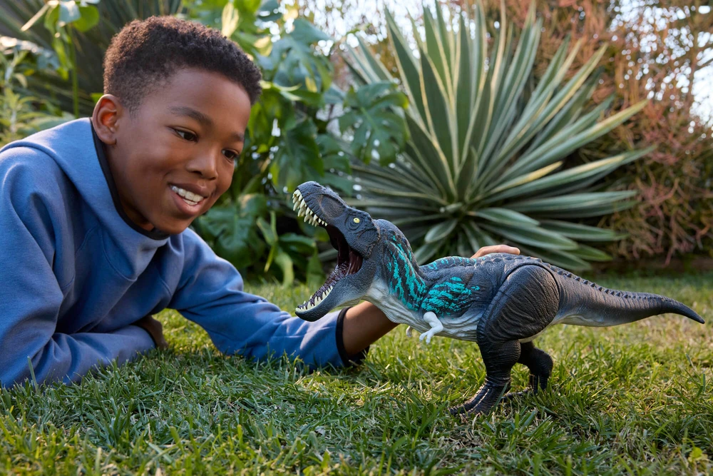 Mattel JURASSIC WORLD MUSCLE MADNESS interaktyvus dinozauras T. rex (JKG92)