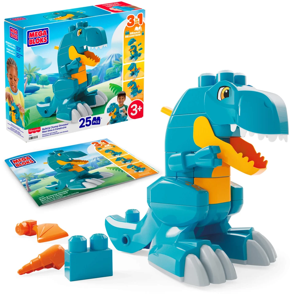 Mattel MEGA BLOKS BUILD AND CHOMP 3 in 1 dinozauro konstruktorius (JMK85)
