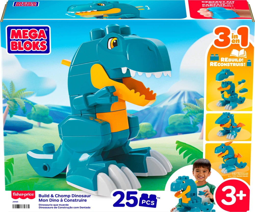 Mattel MEGA BLOKS BUILD AND CHOMP 3 in 1 dinozauro konstruktorius (JMK85)