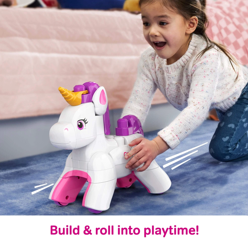 Mattel MEGA BLOKS BUILD AND ENCHANT 3 in 1 vienaragio konstruktorius (JKG36)