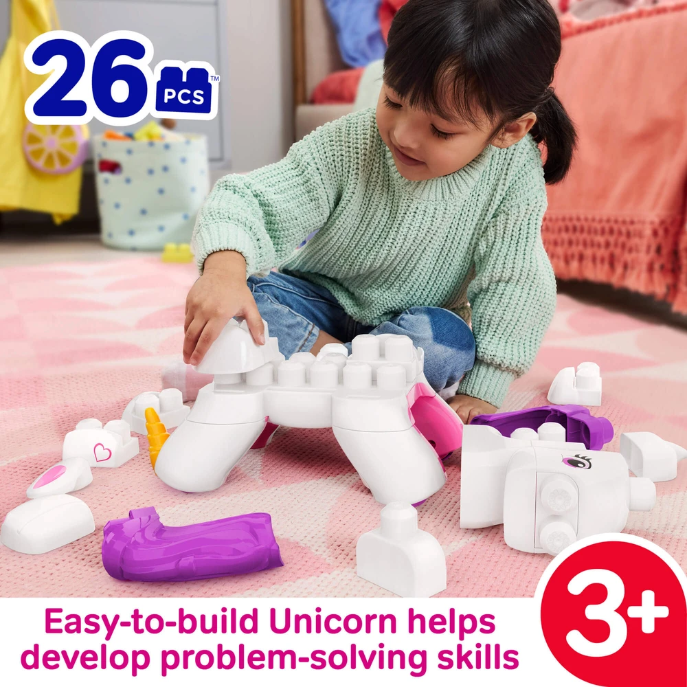 Mattel MEGA BLOKS BUILD AND ENCHANT 3 in 1 vienaragio konstruktorius (JKG36)
