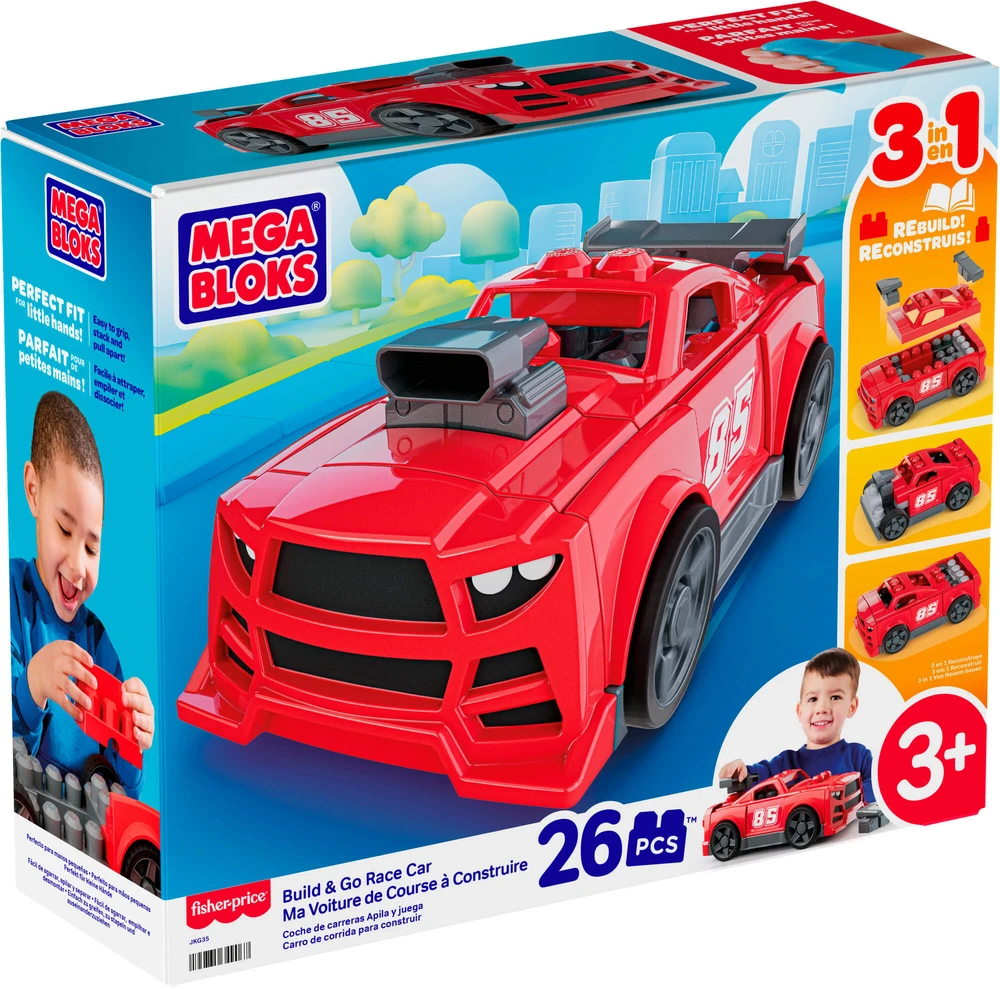 Mattel MEGA BLOKS BUILD AND GO 3 in 1 lenktyninio automobilio konstruktorius (JKG35)