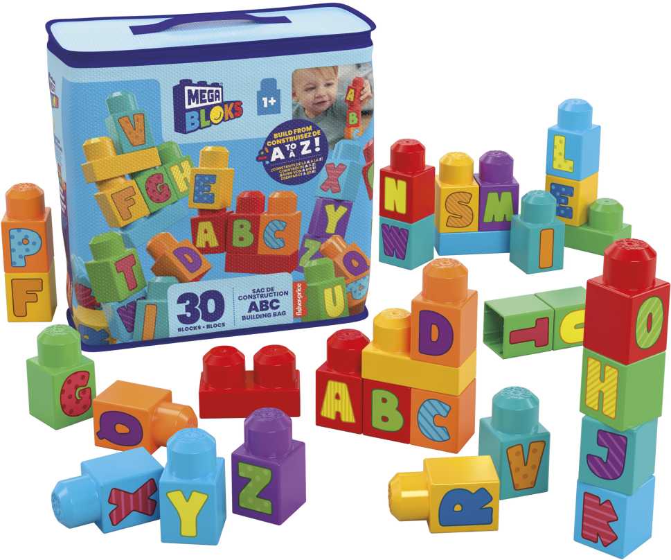 Mattel MEGA BLOKS kaladėlių rinkinys ABC (krepšyje 30 det.) (HRR60)