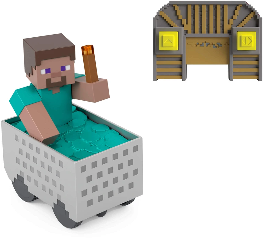 Mattel MINECRAFT RC valdoma figūrėlė Steve kasyklos vagonėlyje (JMT40)