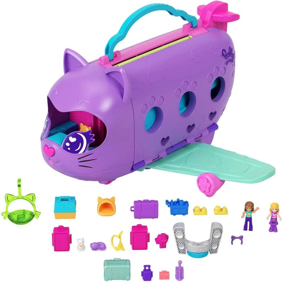 Mattel POLLY POCKET katinėlio lėktuvo žaidimų rinkinys (HWP19)