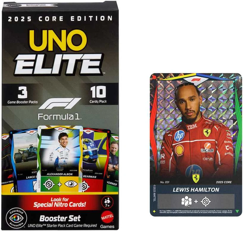 Kortos Mattel UNO Elita Formula 1 2025 Core Edition JLV43 (papildymas)