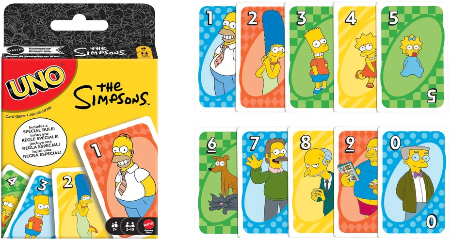 Žaidimas - Mattel UNO The Simpsons 112 kortų specialus taisyklė "Woo-hoo! D'OH!"