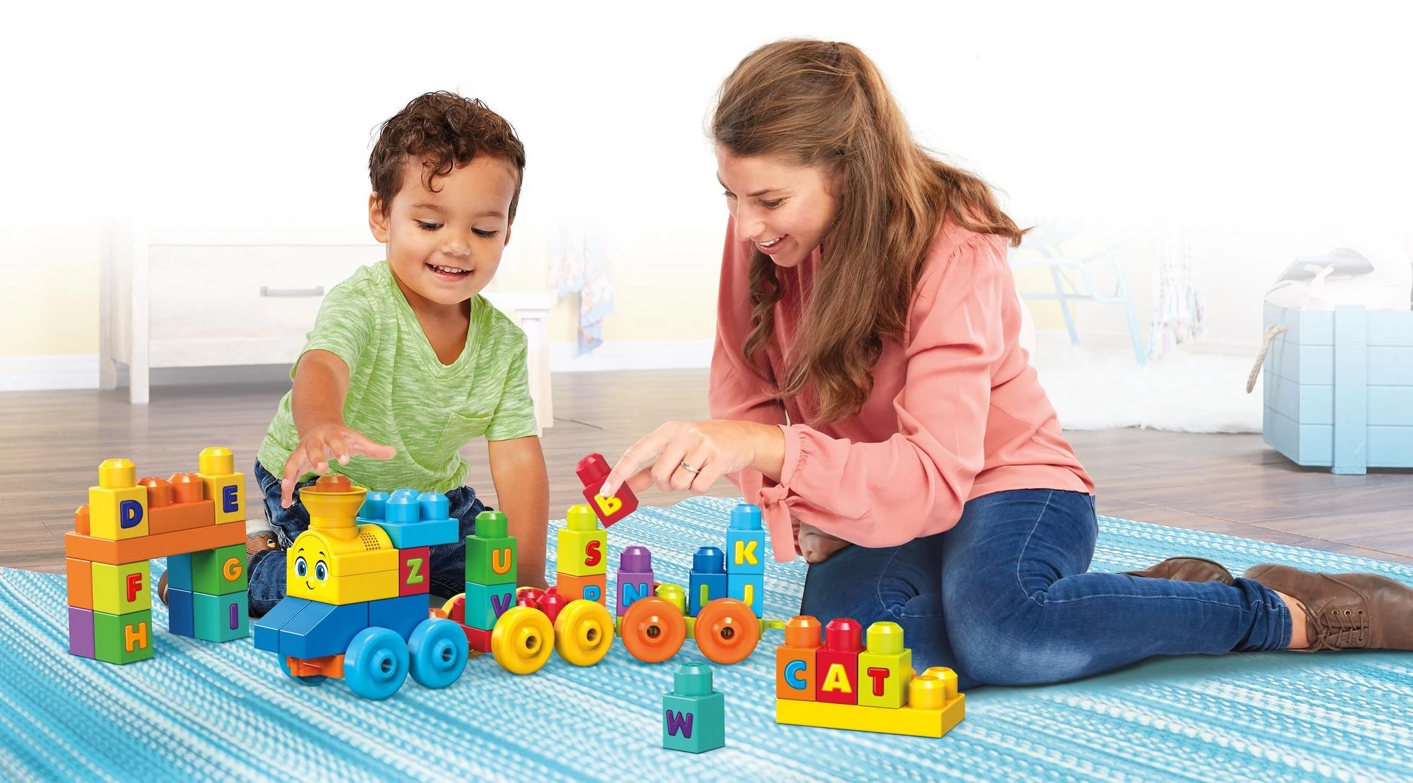 Rinkinys MEGA BLOKS ,,Grojantis traukinys" (50 det.)