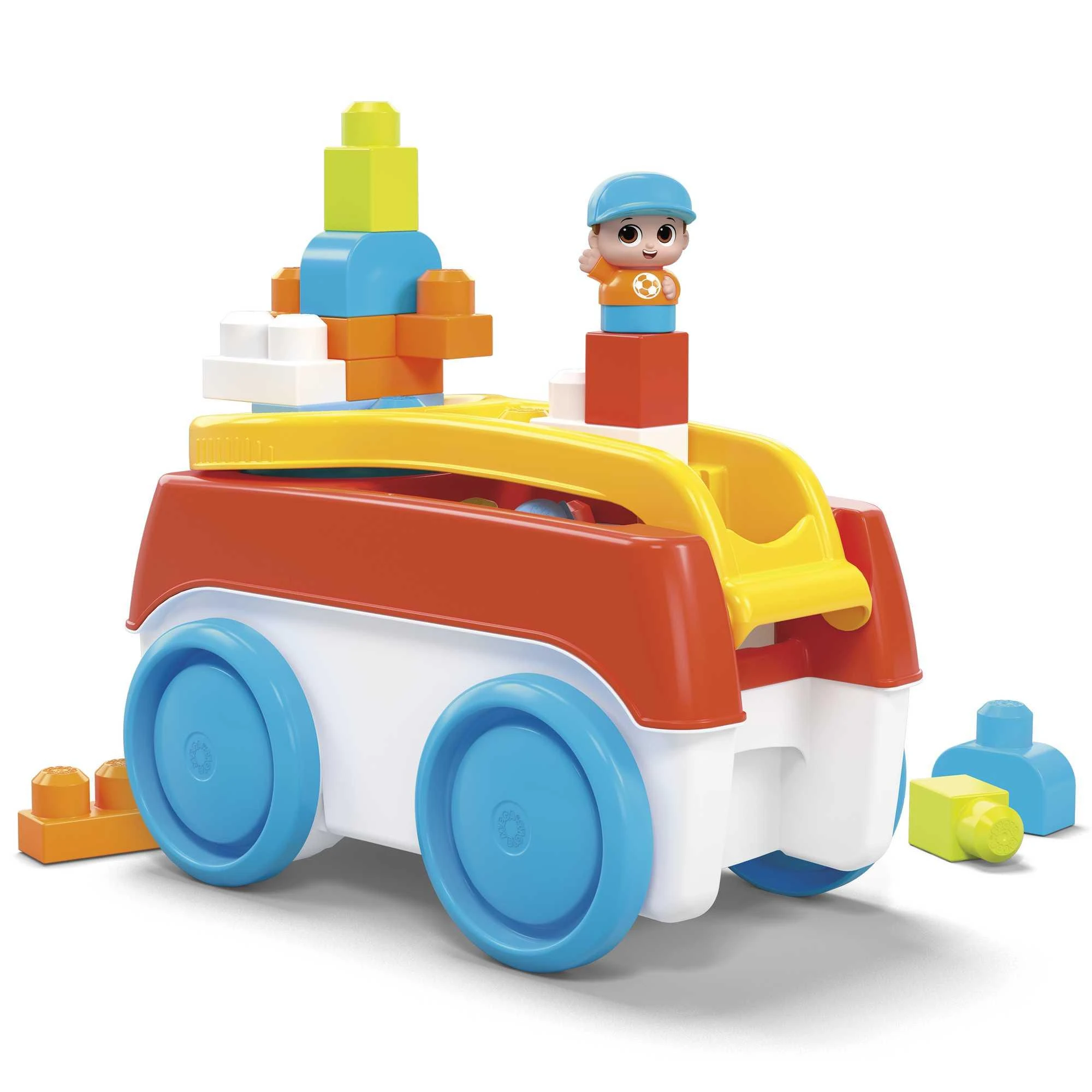 Mega Bloks rinkinys „Vagonas su ratukais ir statymo pagrindu“