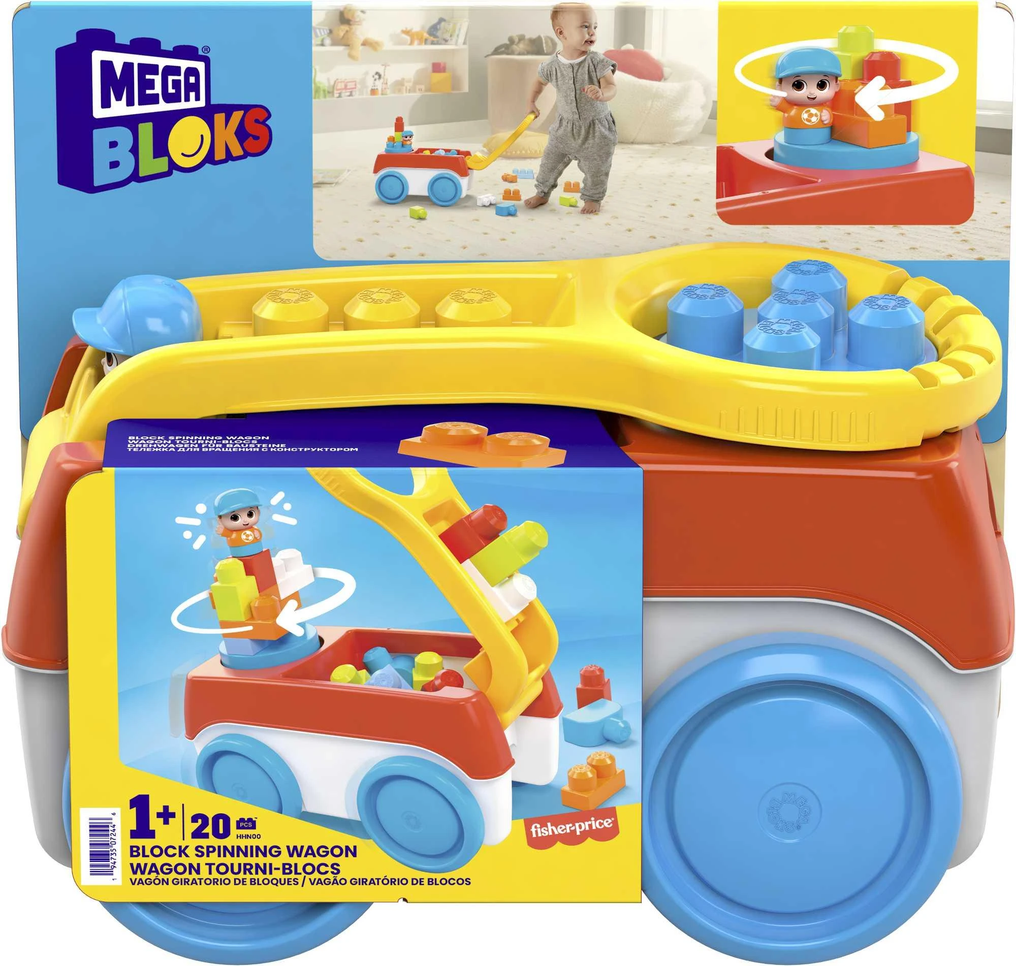 Mega Bloks rinkinys „Vagonas su ratukais ir statymo pagrindu“