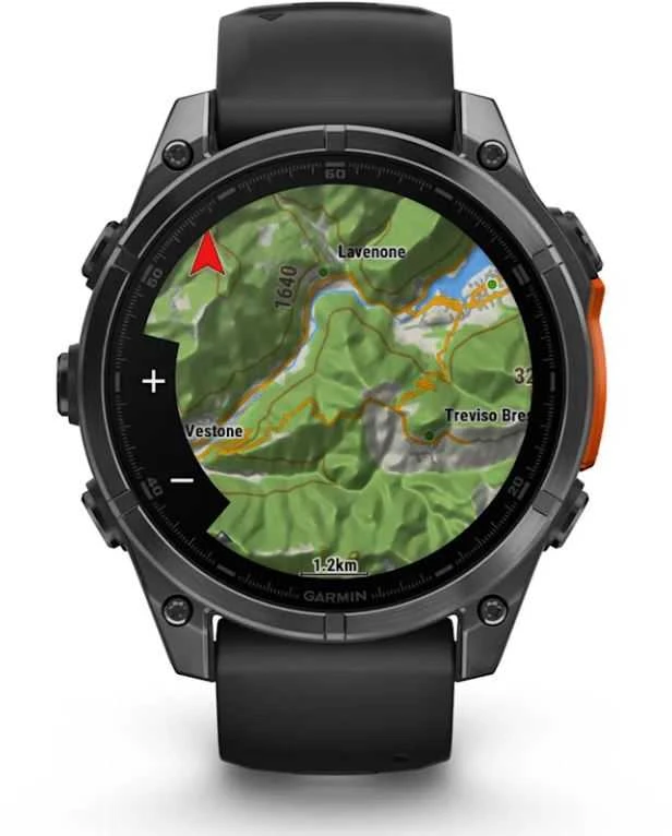 Išmanusis laikrodis Garmin Fenix 8 – 47 mm, AMOLED Skalūno pilkos spavos korpusas su juodu silikono dirželiu