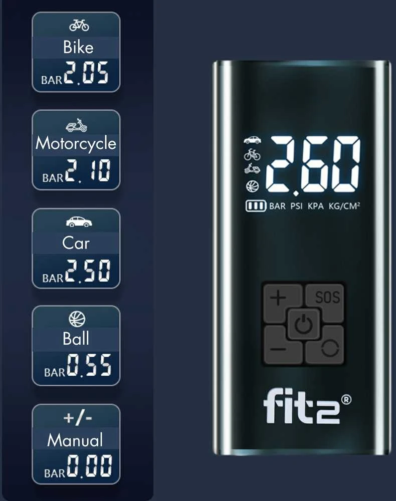 Kita Belaidė oro pompa FIT2 2308 25 L/min, 150 PSI, 3900 mAh, Type-C