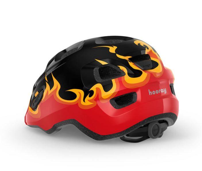 Met Salmai Šalmas MET HOORAY Juodas Flames Glossy S 52-56 cm