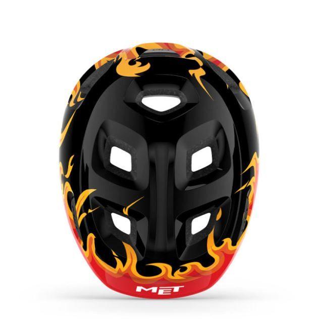 Met Salmai Šalmas MET HOORAY Juodas Flames Glossy S 52-56 cm