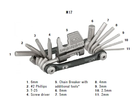 Mini įrankių rinkinys Crankbrothers Multi 17 juodas