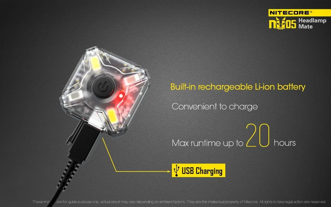 Šalmo žibintas Nitecore NU05 KIT 35 lum