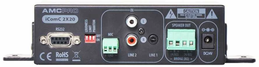 AMC iComC 2X20 2-jų kanalų stiprintuvas su RS2323 sąsaja