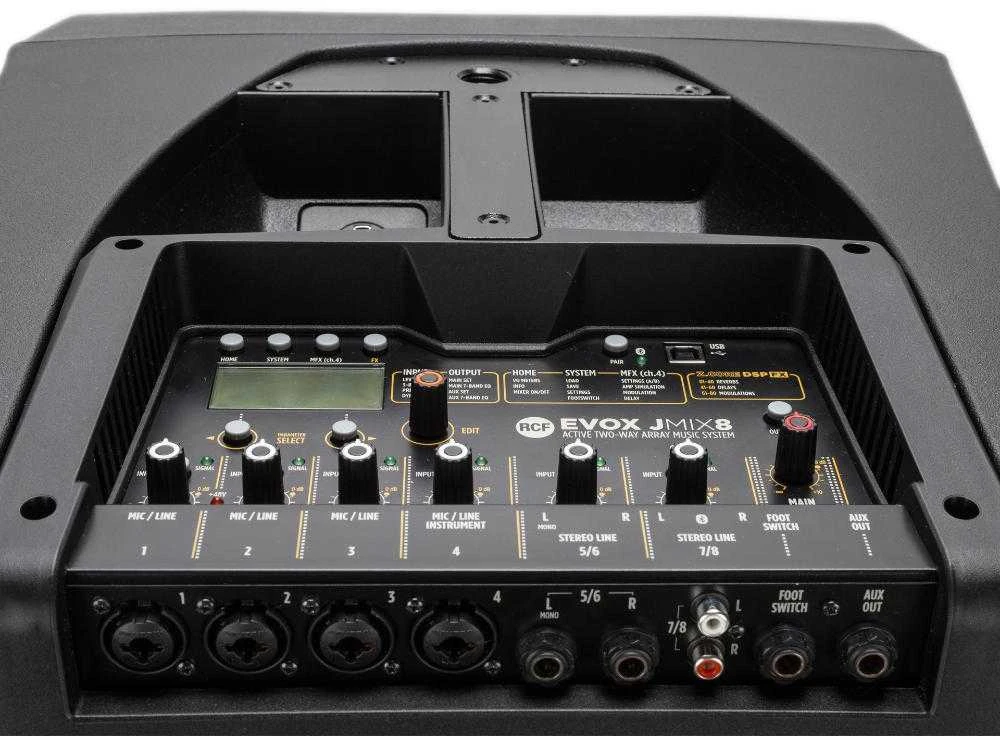 RCF EVOX JMIX8 akustinė sistema su stiprintuvu ir žemo dažnio garsiakalbiu