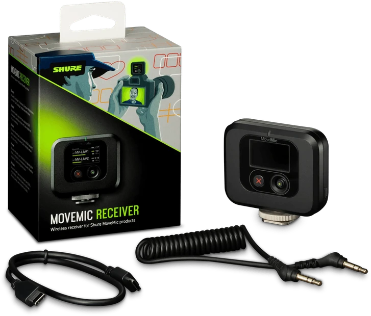 Shure MV-R-Z6 belaidžių mikrofonų imtuvas montuojamas ant kameros