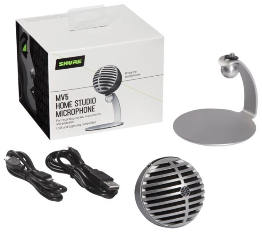 Shure MV5 Digital Condenser Microphone, Pilkas | Shure | Digital Condenser Microphone | MV5-DIG | Pilkas | Lightning, USB