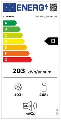 Šaldytuvas Liebherr CNd 5703 Pure NoFrost Šaldytuvo ir šaldiklio derinys su „EasyFresh“ ir „NoFrost“