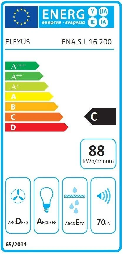 Gartraukis ELEYUS HOOD FNA S L 16 200 60 BL Juodas 60 cm 649 m3/h