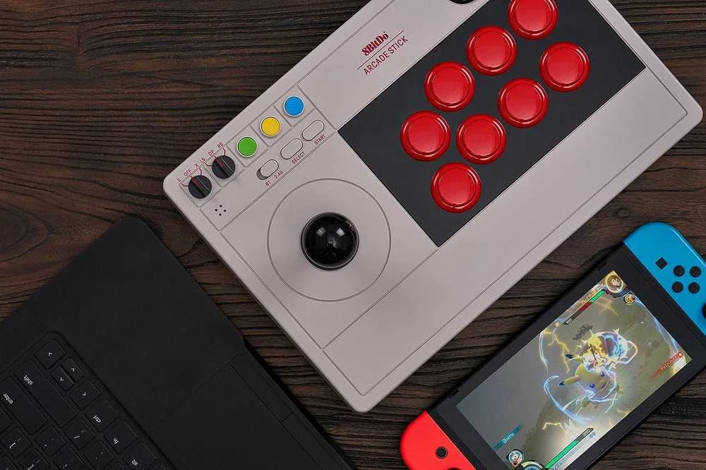 8BitDo Arcade Stick Switch ir PC (pilkas)