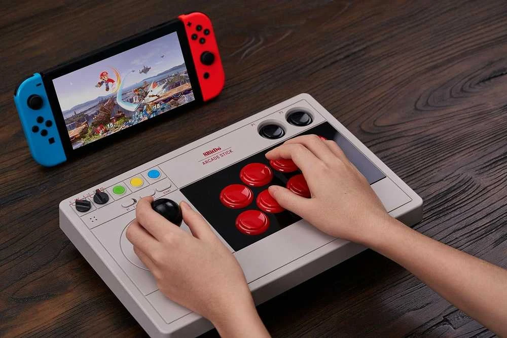 8BitDo Arcade Stick Switch ir PC (pilkas)