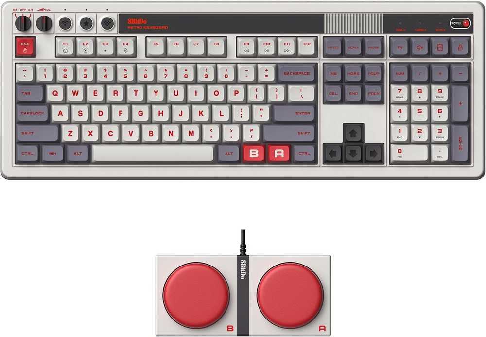 8BitDo Retro 108 N Edition Belaidė mechaninė klaviatūra| Hot Swappable | Windows | Android
