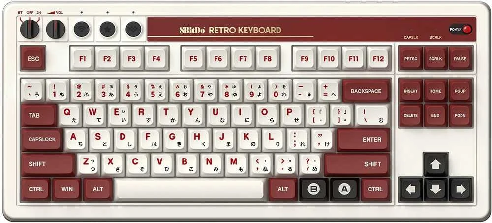 8BitDo Retro belaidė mechaninė klaviatūra (Hot-Swap) (Kailh Box switch, US) - (Fami Edition)