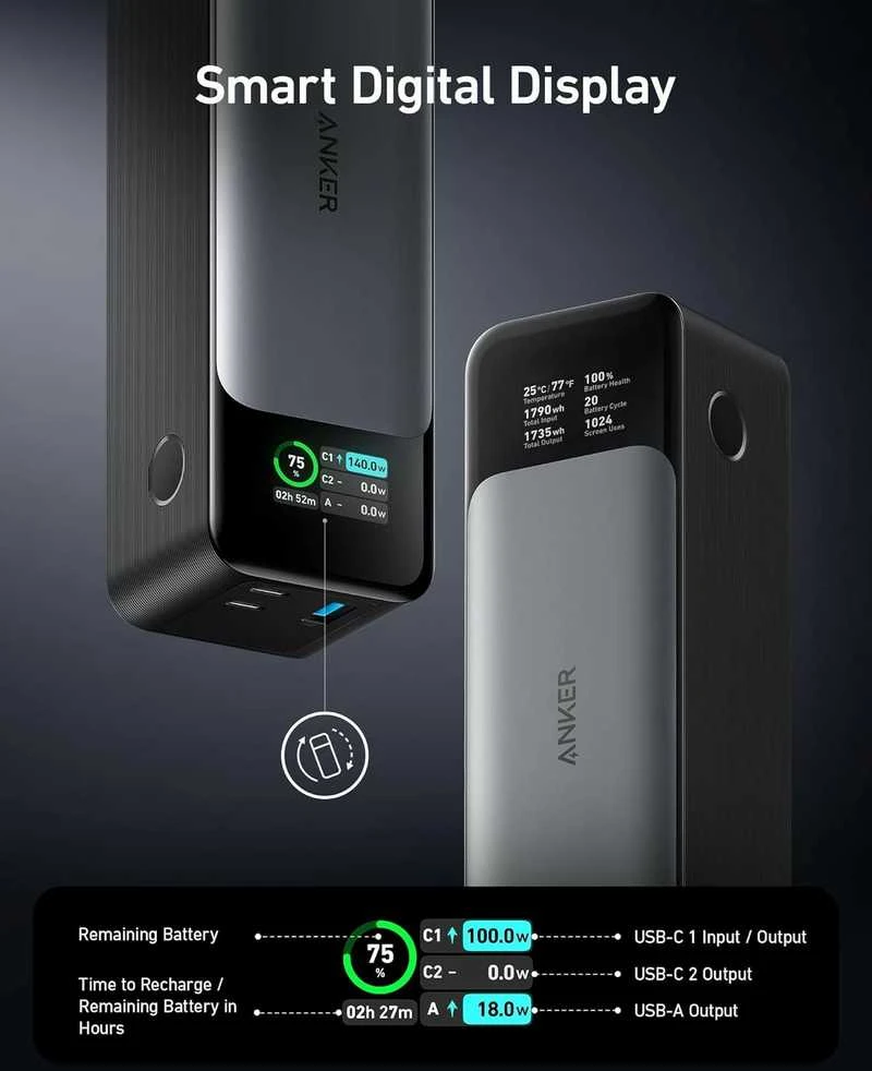 Anker 737 24000 mAh nešiojama baterija (PowerCore 24k) 140 W