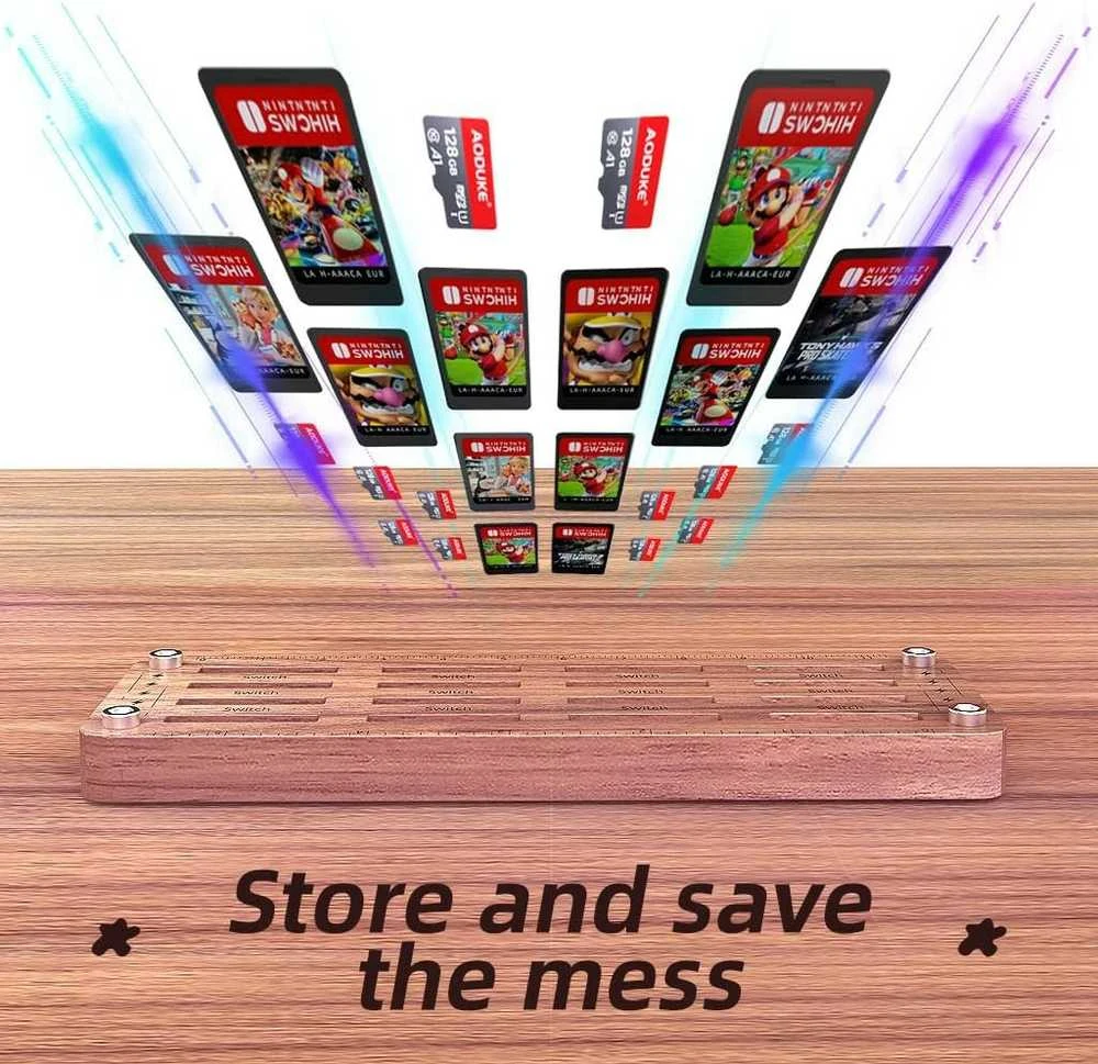 Aoduke Nintendo Switch žaidimų kortelių medinis laikiklis