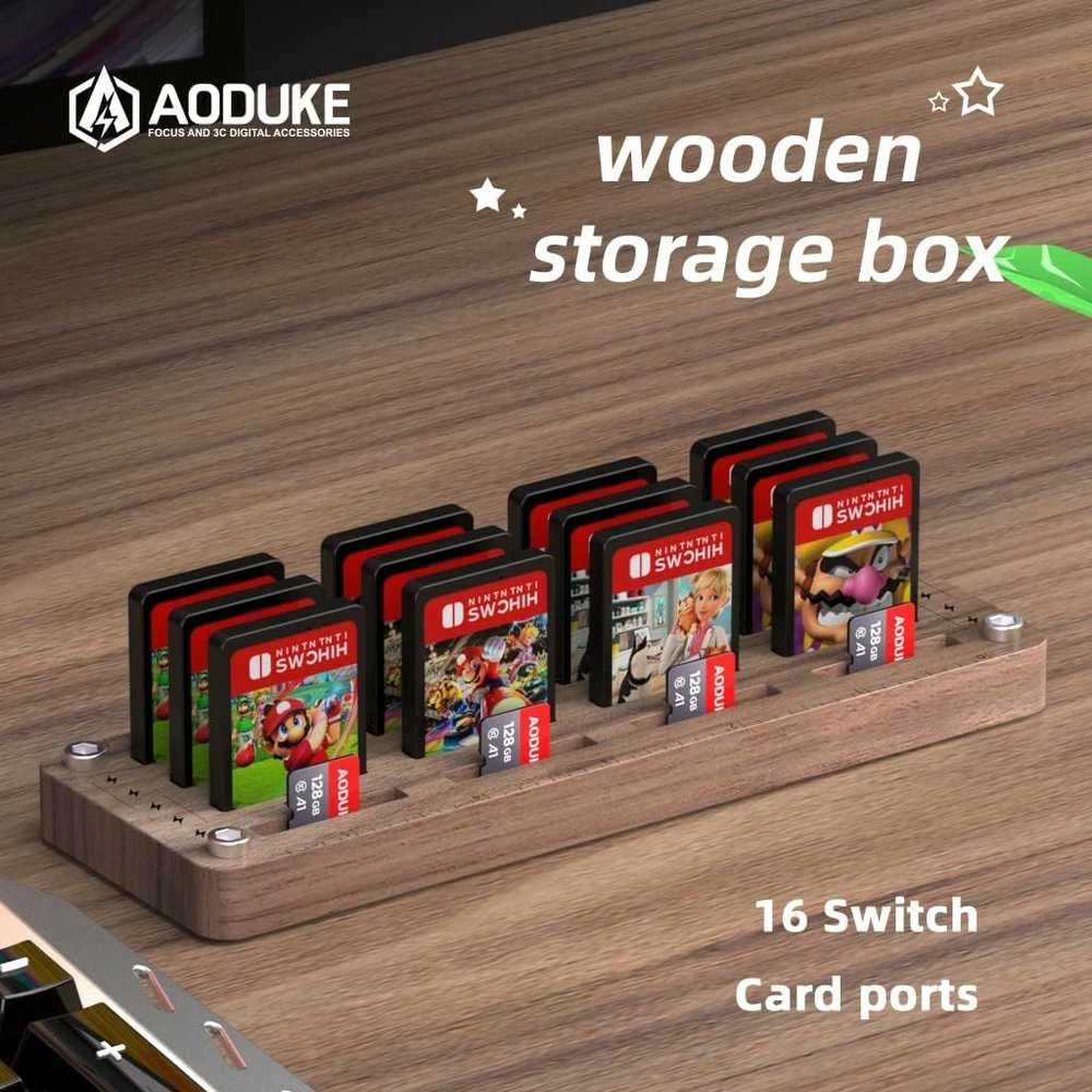 Aoduke Nintendo Switch žaidimų kortelių medinis laikiklis