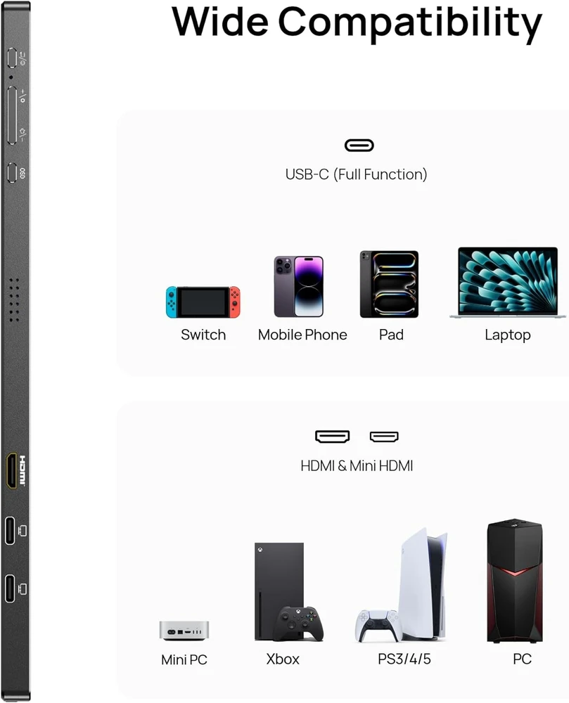 ARZOPA A1M nešiojamas monitorius 17.3'' 1080p PS5 / XBOX / Switch / PC