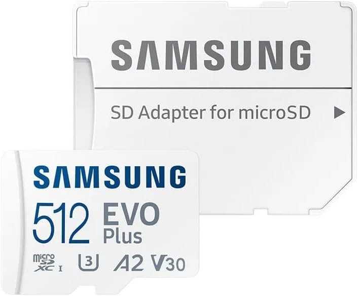 Atminties kortelė Samsung Micro SD Card EVO PLUS 512 GB Micro SDXC Flash atminties klasė 10 SD adapter/Baltos spalvos