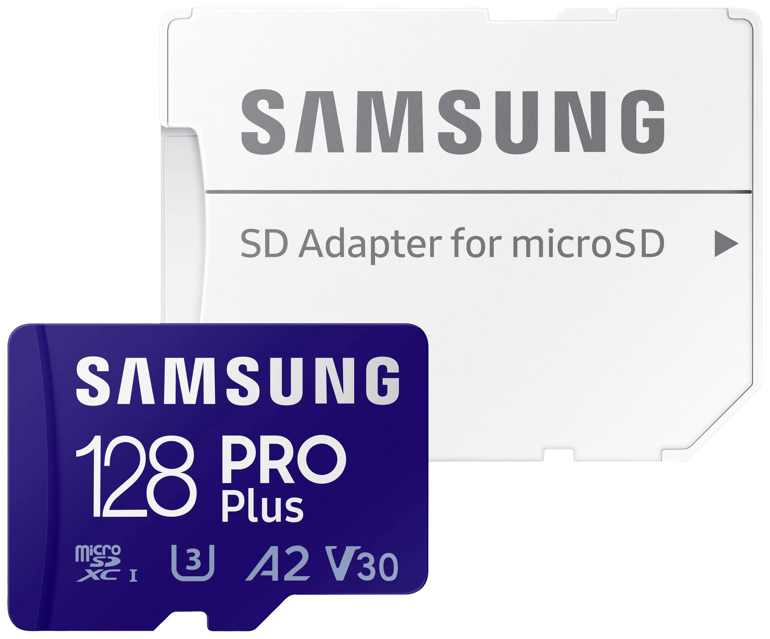 Atminties kortelė Samsung PRO Plus microSD 128 GB (2021), Mėlynos spalvos