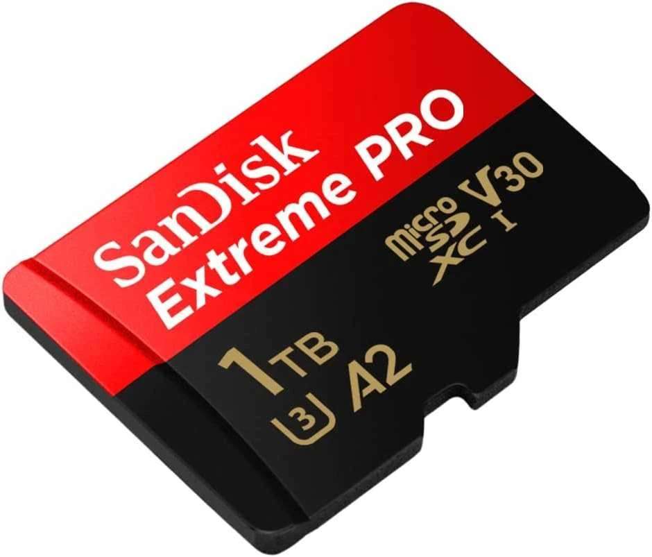 Atminties kortelė SanDisk Extreme PRO Micro SDXC 1TB + SD adapteris + 2 metai RescuePRO Deluxe iki 200 MB/s ir 140 MB/s Skaitymo / rašymo greitis A2 C10 V30 UHS-I U3